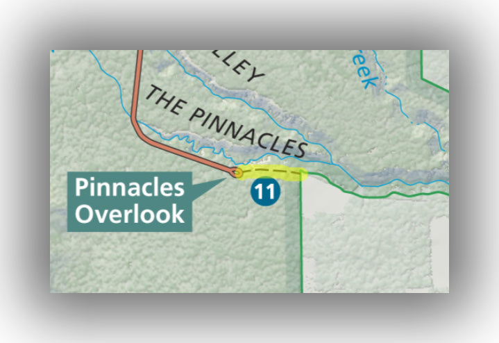 Pinnacles Trail map, courtesy of the National Park Service