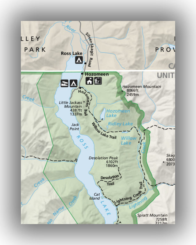 Ross Lake Area map, North Cascades National Park