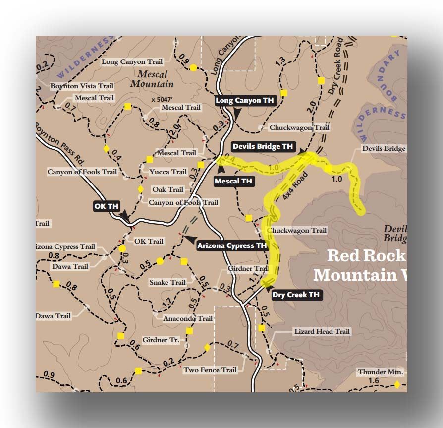 Devils Bridge Trail map in Sedona, Arizona