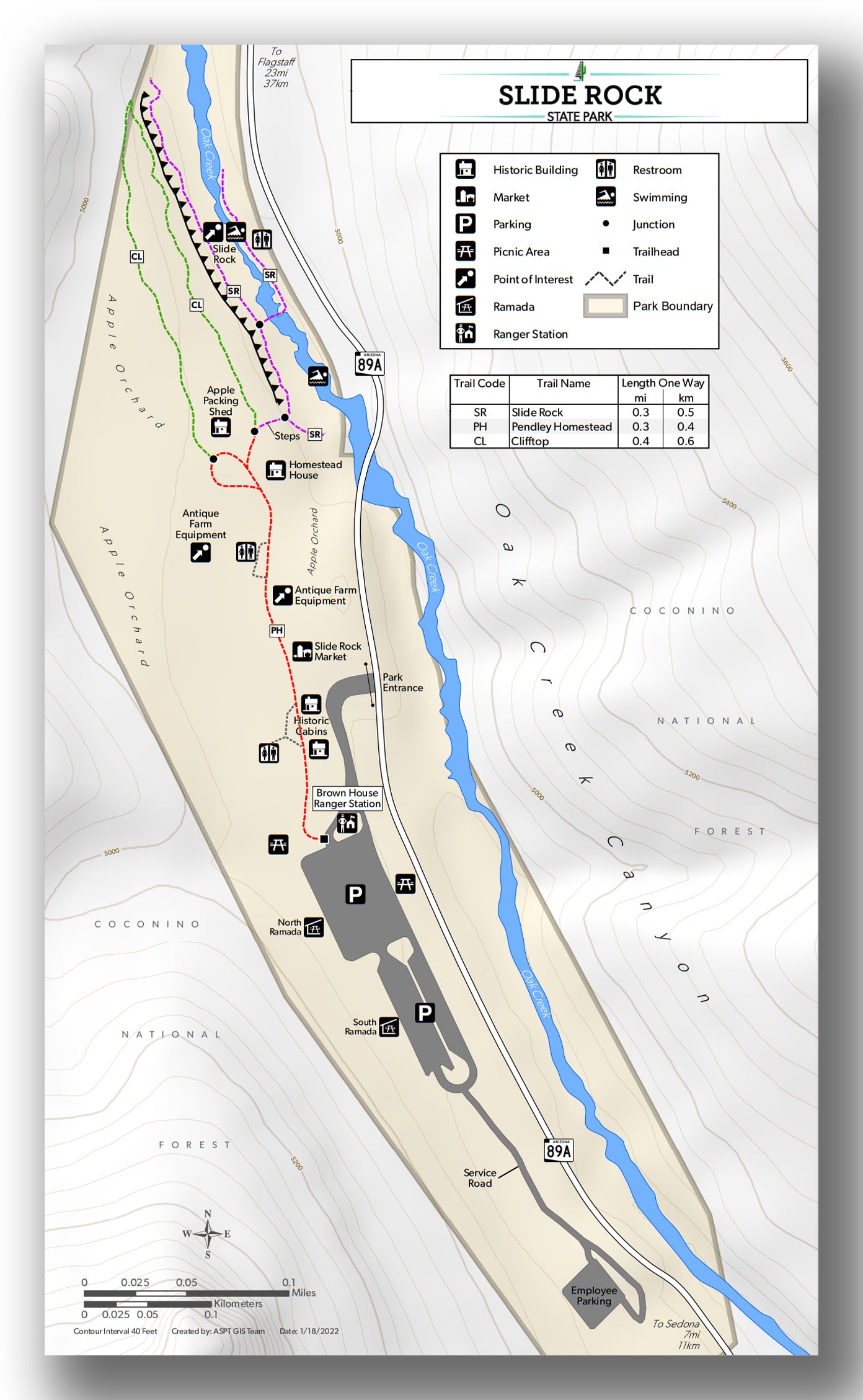 slide rock state park map