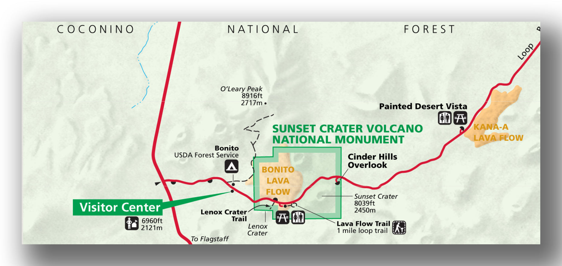 Sunset Crater Volcano National Monument map