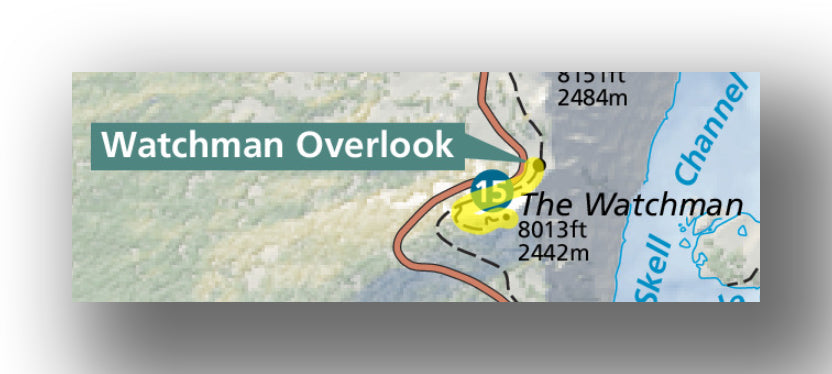 Watchman peak trail map in crater lake national park
