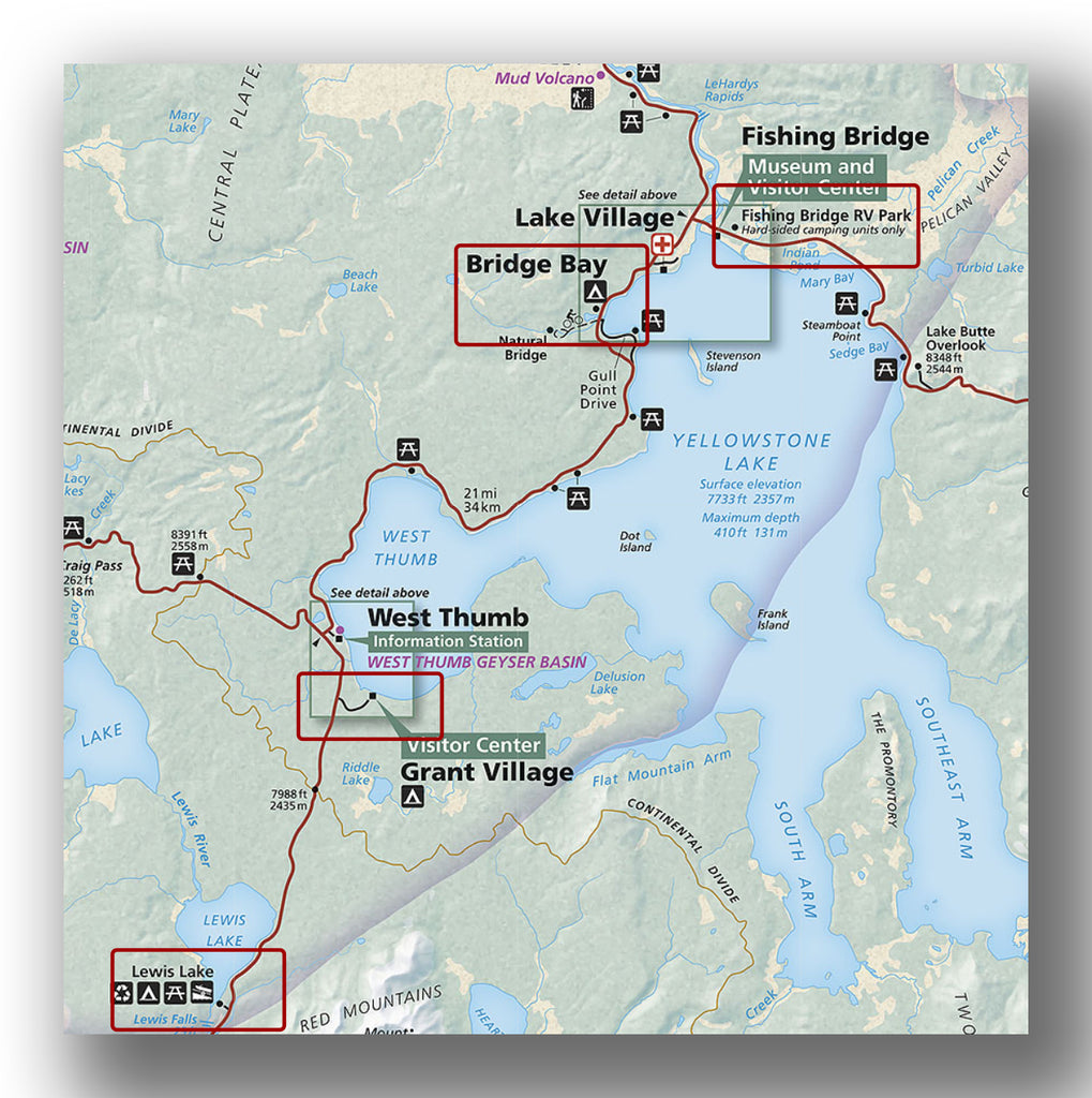Yellowstone Lake Camping Areas map