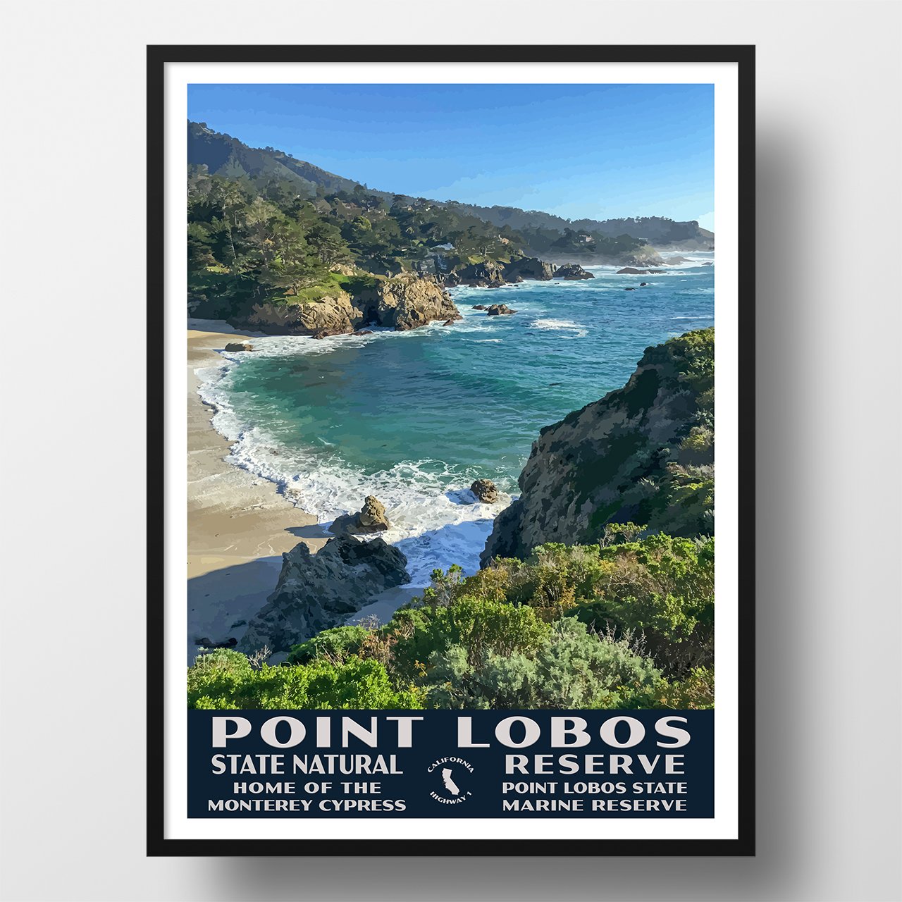 Point Lobos State Park Poster-WPA (Gibson Beach) – Just Go Travel Studios