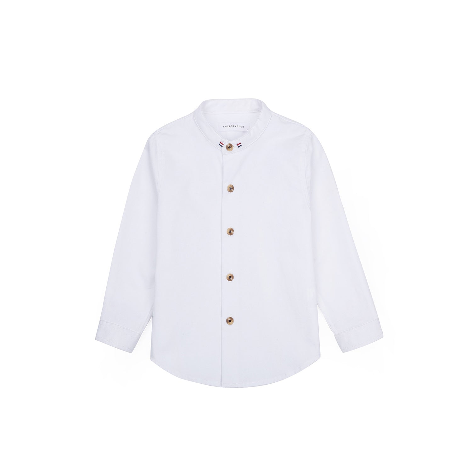Grosgrain Band Collar Long Sleeve Shirt - Concrete White – KIDSCRAFTER