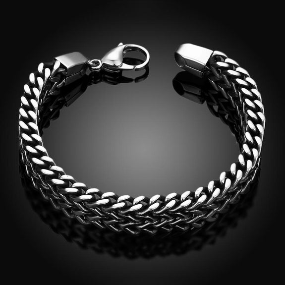 Double Snake Link Mens Stainless Steel Bracelet – zenheavens
