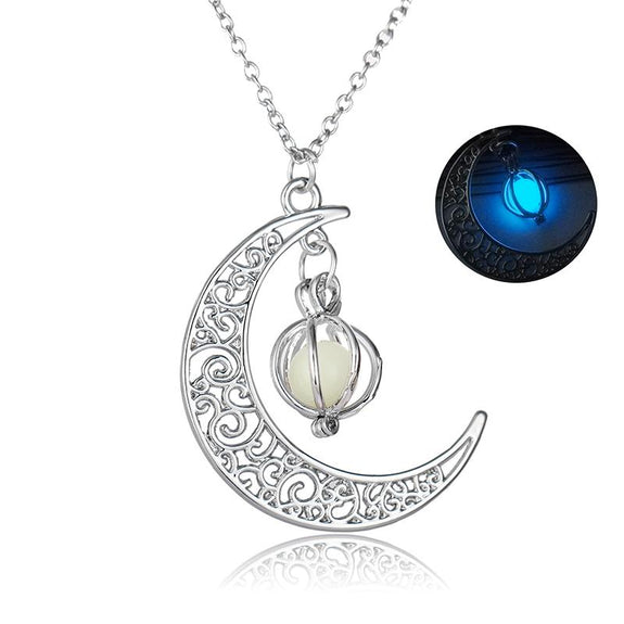 Luminous Stone Crescent Moon Pendant Necklace – zenheavens