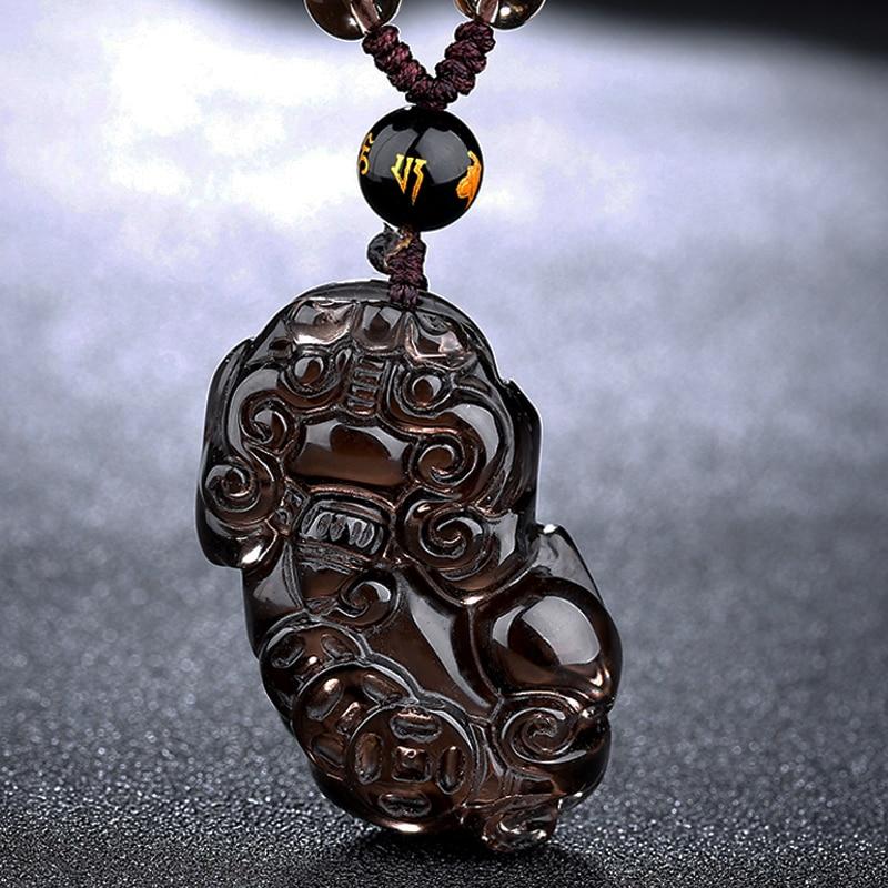 Natural Stone Ice Obsidian PIXIU  PROTECTION Pendant 