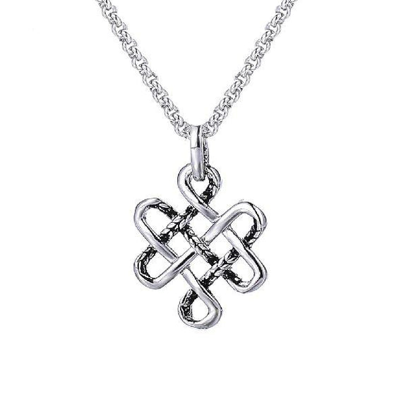 Stainless Steel Buddhist Eternal Knot WISDOM Necklace – zenheavens