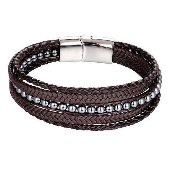Men's Genuine Leather & Stone 6 Stranded ENERGY Bracelet – zenheavens