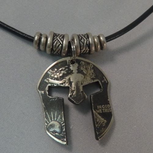 Spartan Mask Coin Necklace - Walking Liberty Half Dollar