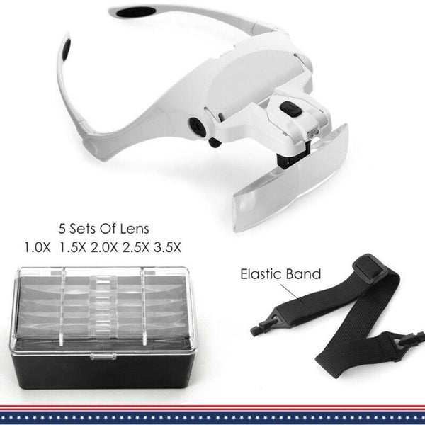 [Ships from USA] Magnifying Glasses LED Lighted Headband Magnifier Lamp