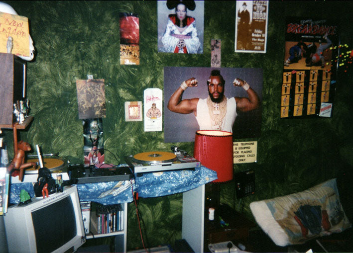 Andrew's room, with boat-anchor old crt monitor, posters of Mr T and unclear relics of the early 2000s