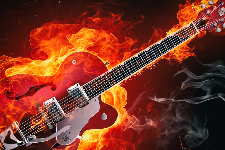 Flaming Guitar Rock Big Poster | Uncle Poster