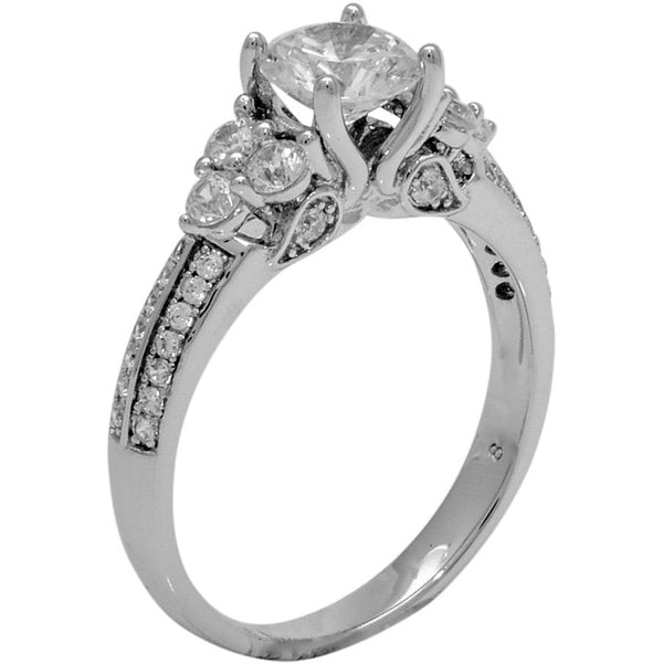 Vintage Style Sterling Silver Wedding Ring with Cubic Zirconia, 925 ...