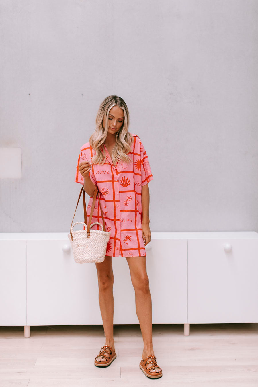 Azalea Shirt Dress - Pink/Red Print