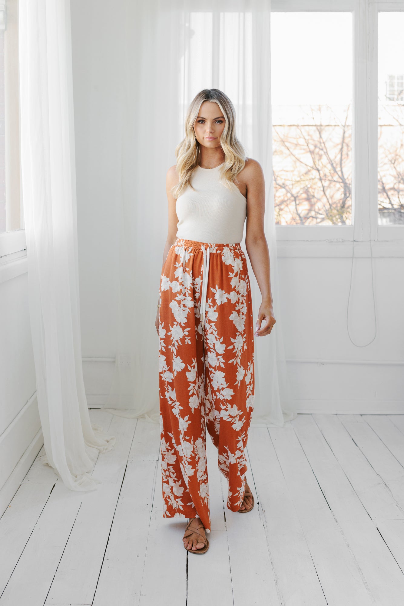 Yucca Pants - Auburn/Beige Floral