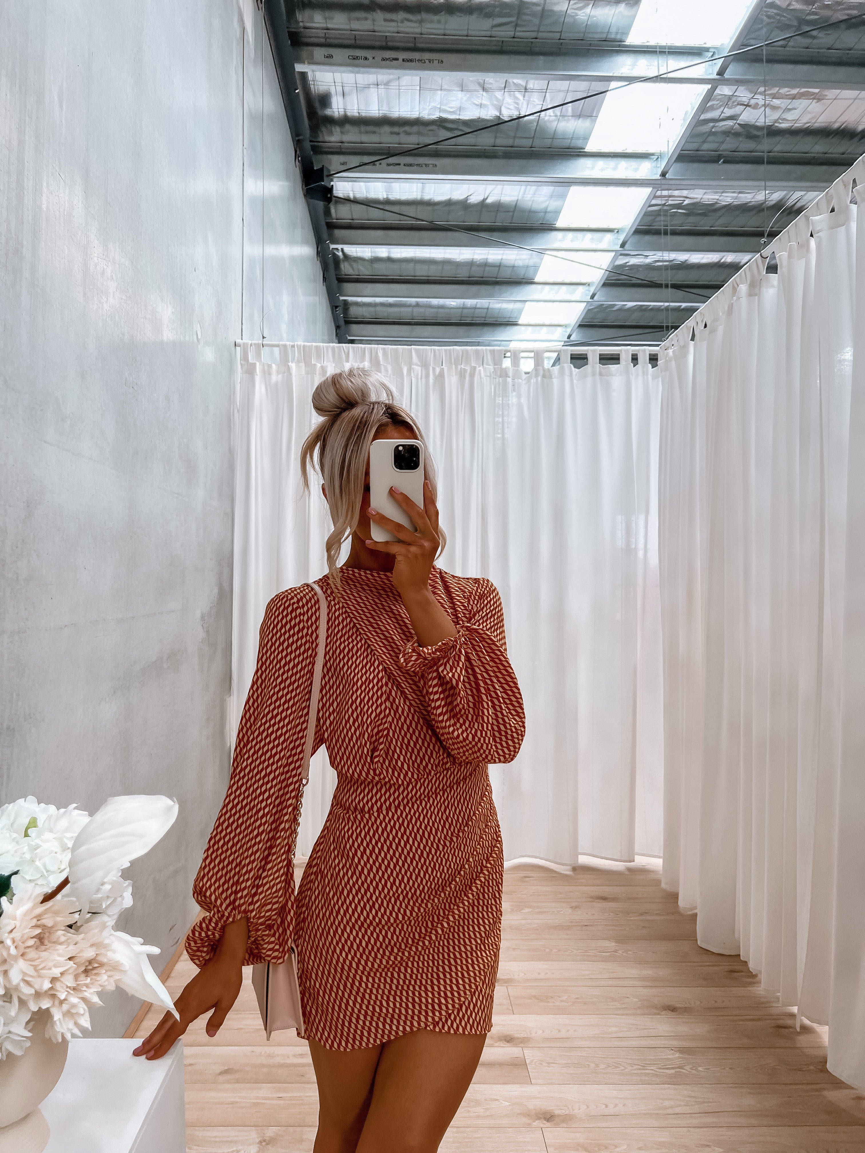 Juno Dress - Burnt Orange/Sand Print