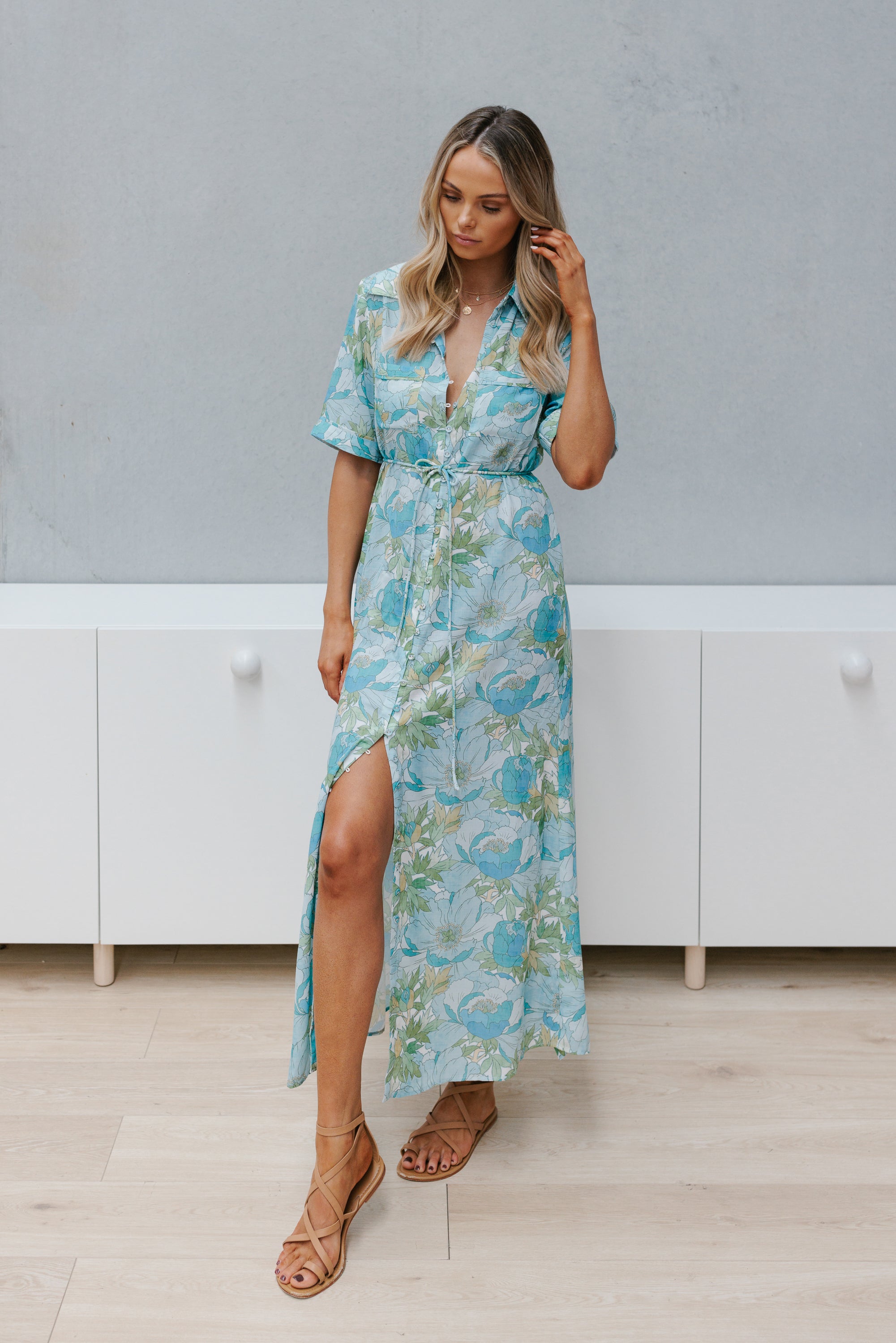 Isla Dress - Blue/Green Floral