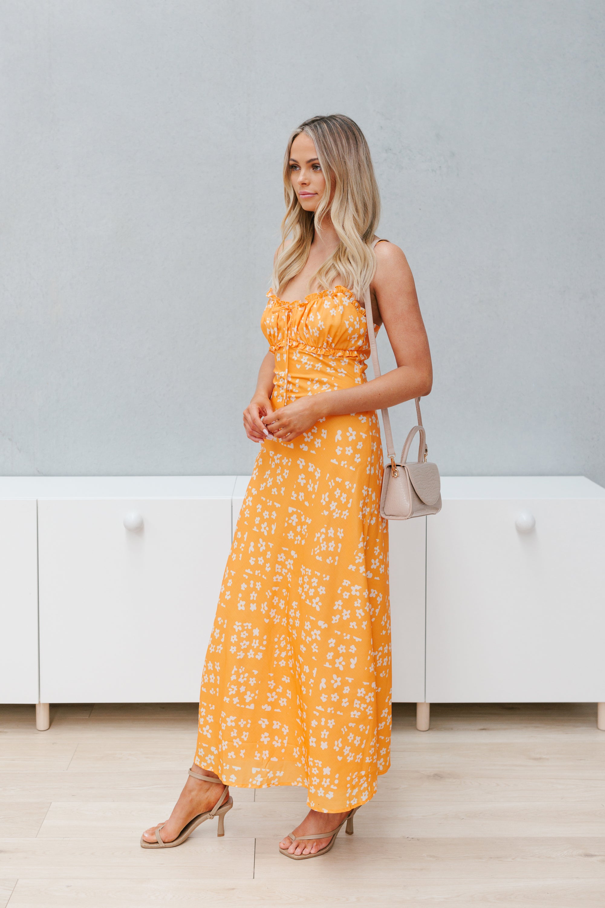 Vienna Dress - Orange/White Floral