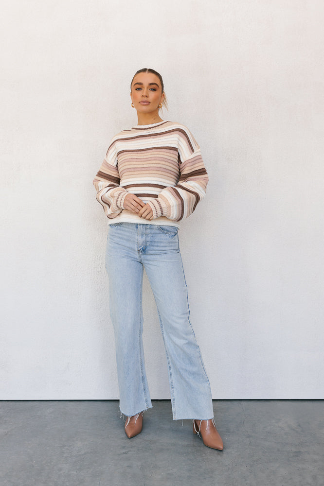 Zuma Jumper - Beige/Brown Stripe