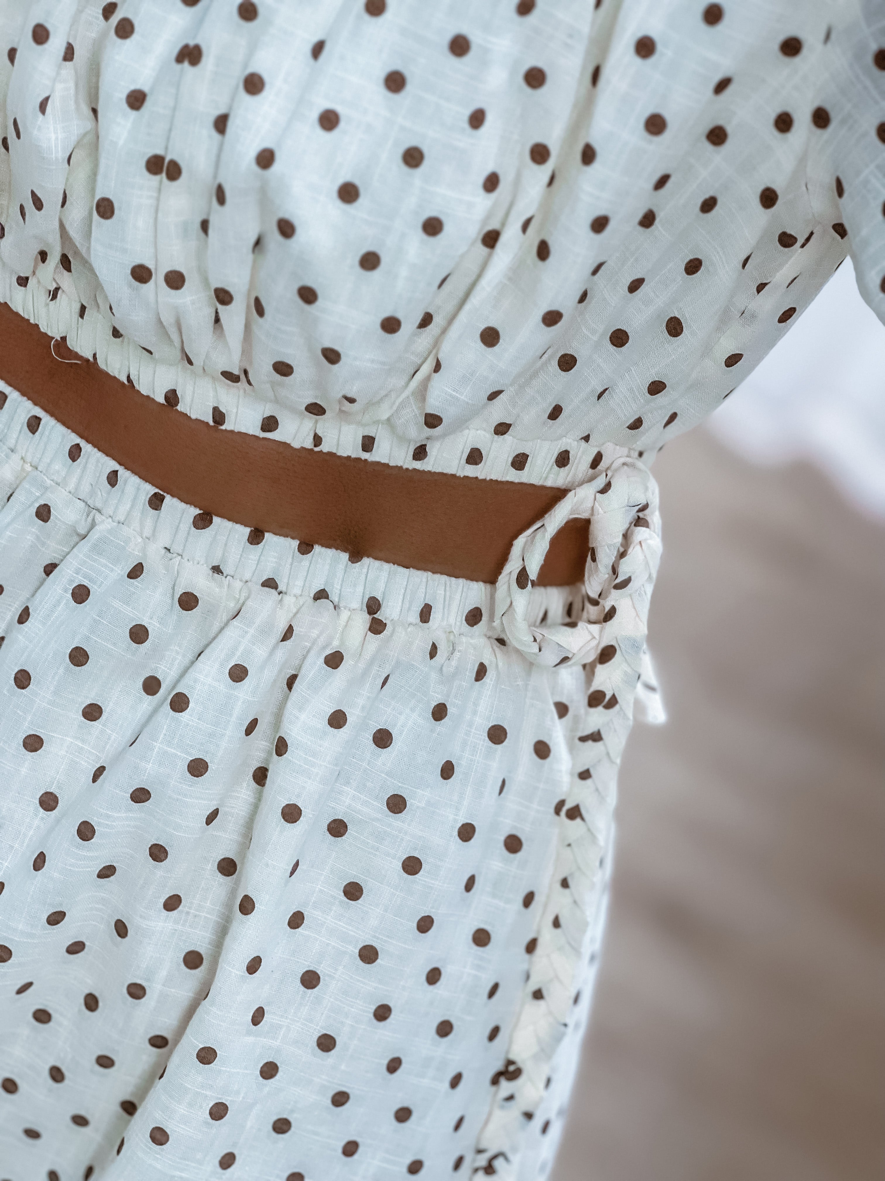 Paycie Dress - Cream / Chocolate Spot