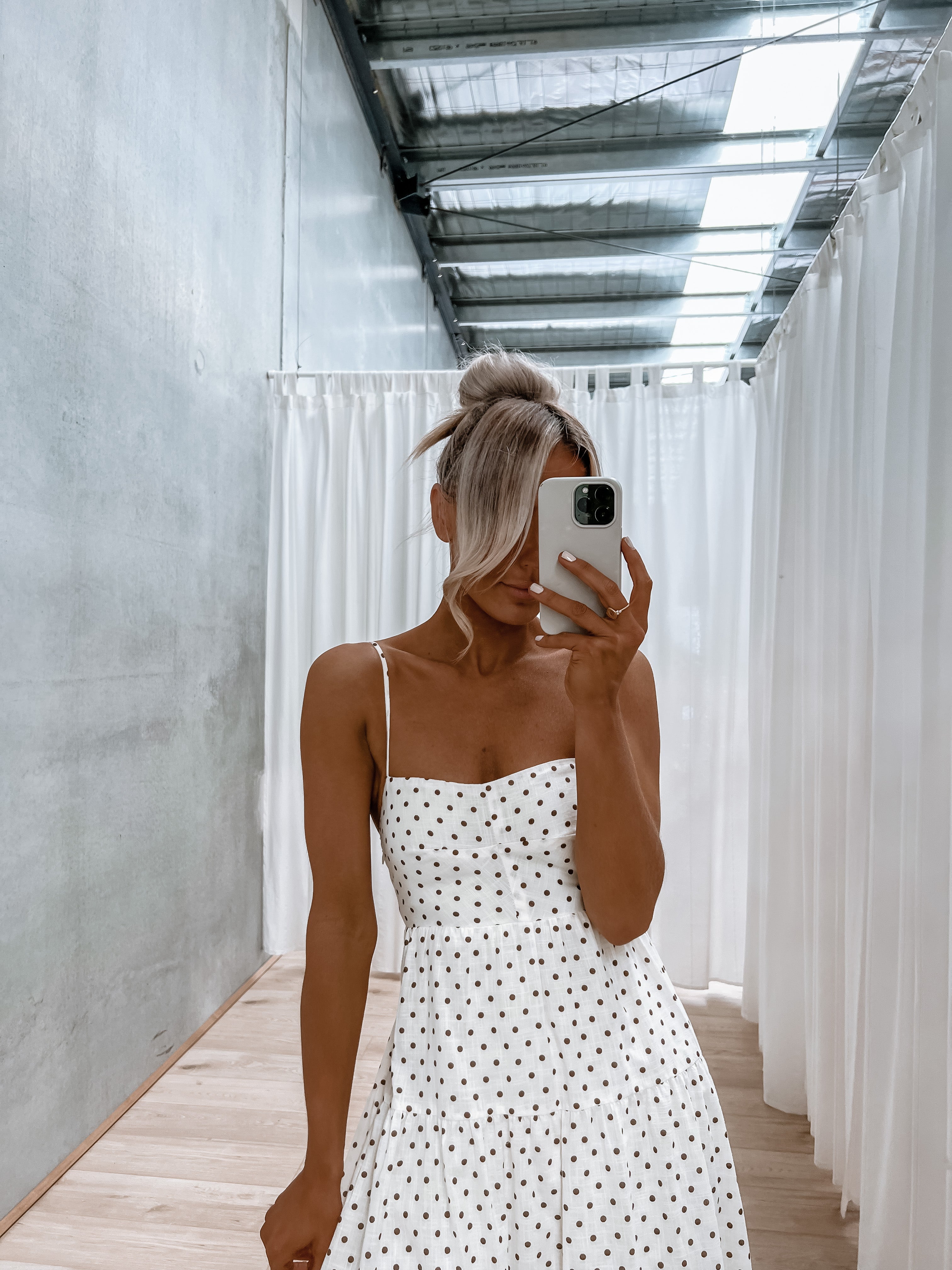 Kathryn Dress - Cream / Chocolate Spot