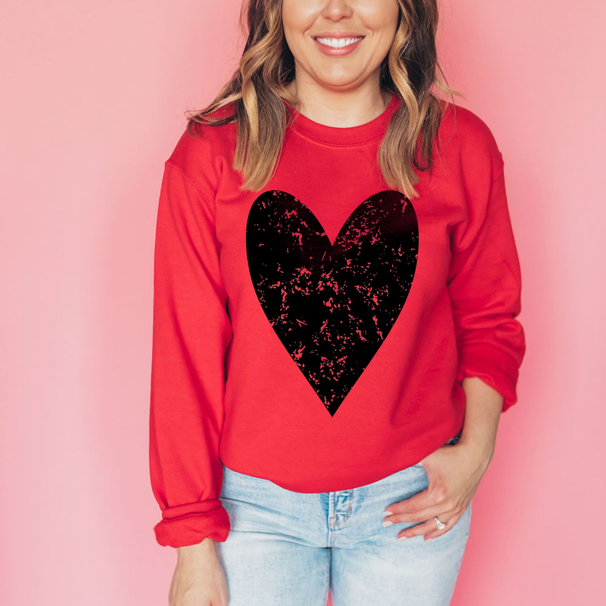 Distressed Valentine Heart Sweatshirt – Spunky Pineapple