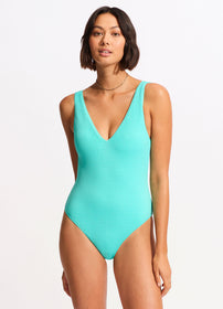 Sea Dive Deep V Neck One Piece - Cobalt – Seafolly Australia