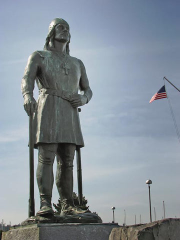 Leif Erikson the first European explorer to discover North America before Columbus. His statue at at Shilshole Bay Marina (Port of Seattle)