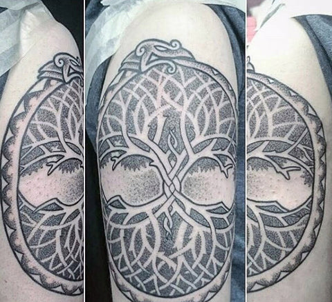 Image of Jormungand and Yggdrasil Tattoo