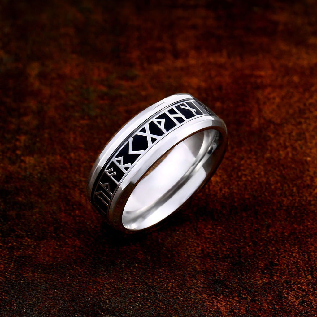 Stainless Steel Minimalist Viking Rune Futhark Nordic Ring – BaviPower