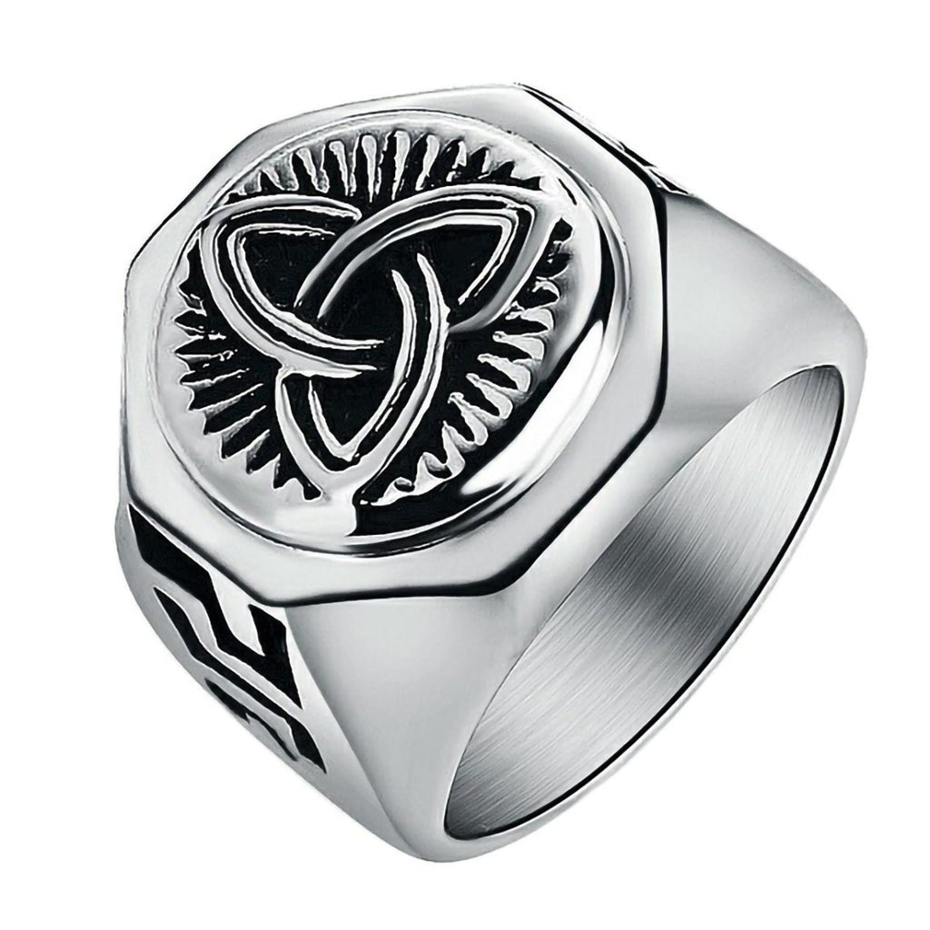 Stainless Steel Celtic Triquetra Knot Signet Ring – BaviPower
