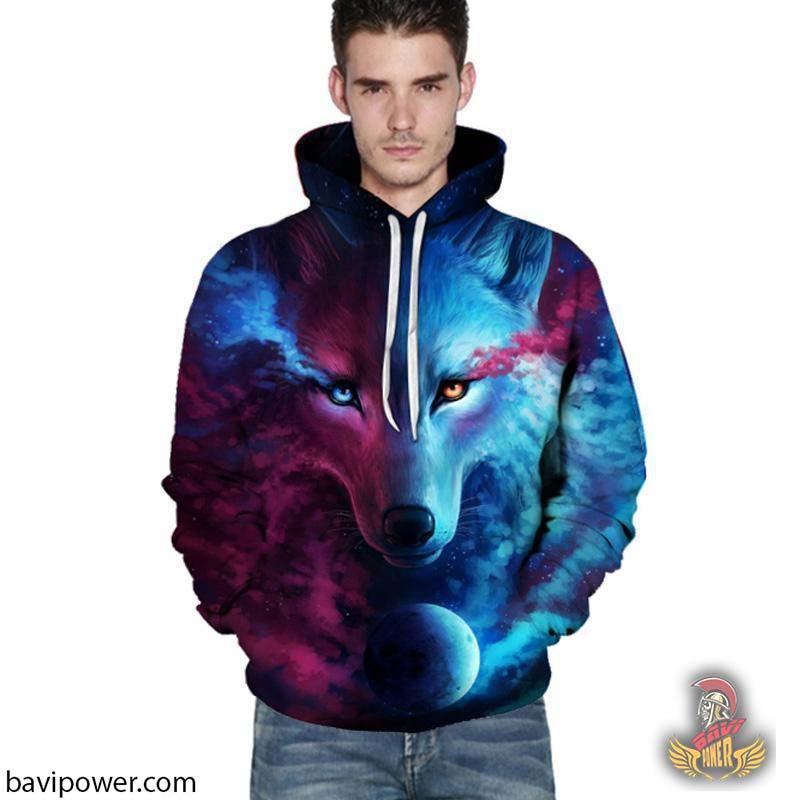 3D Ice & Fire Wolf Hoodie – BaviPower