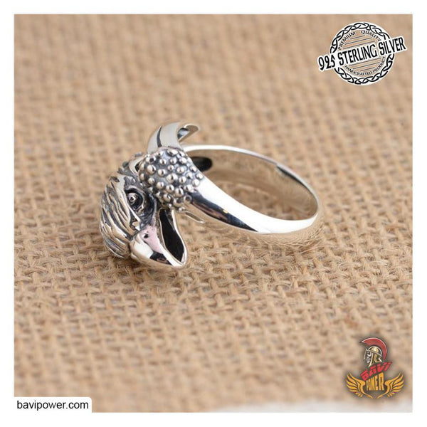 925 Sterling Silver Eagle Head Ring – BaviPower