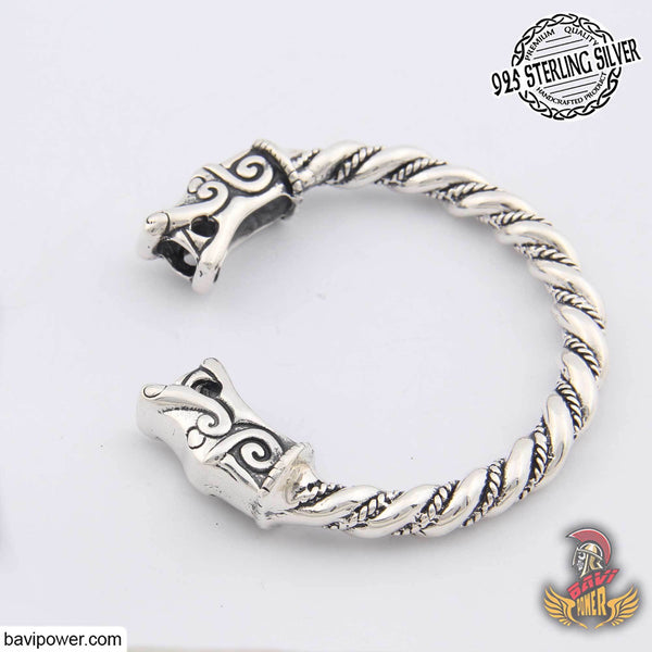 925 Sterling Silver Fenrir Wolf Head Bracelet – BaviPower