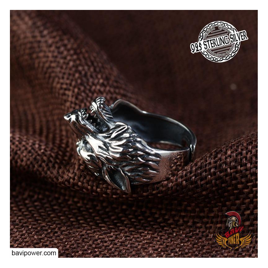 925 Sterling Silver Viking Fenrir Wolf Ring – BaviPower