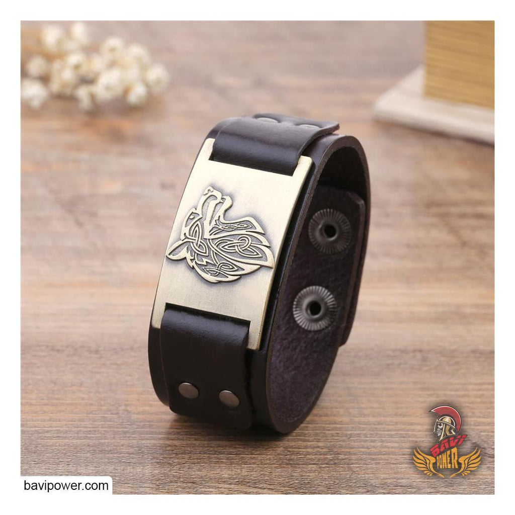 Fenrir Wolf Genuine Leather Bangle Bracelet – BaviPower