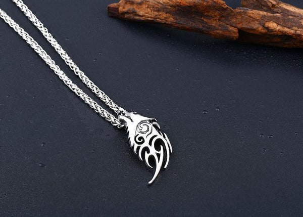 Stainless Steel Howling Wolf Pendant Necklace – BaviPower