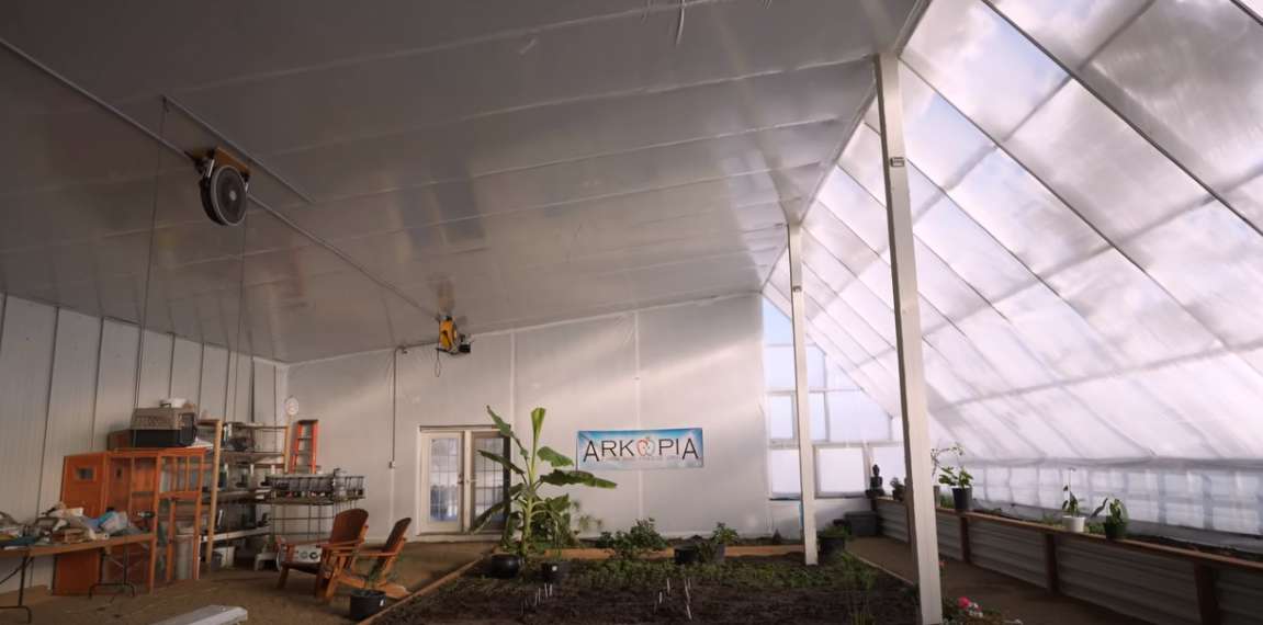 inside of a passive solar greenhouse