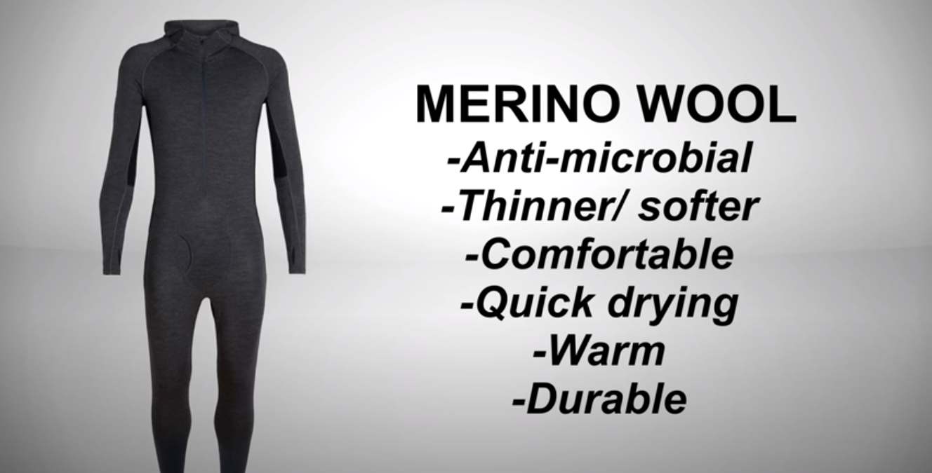 Merino Wool full body suit for keeping warm in -20 temperatures 