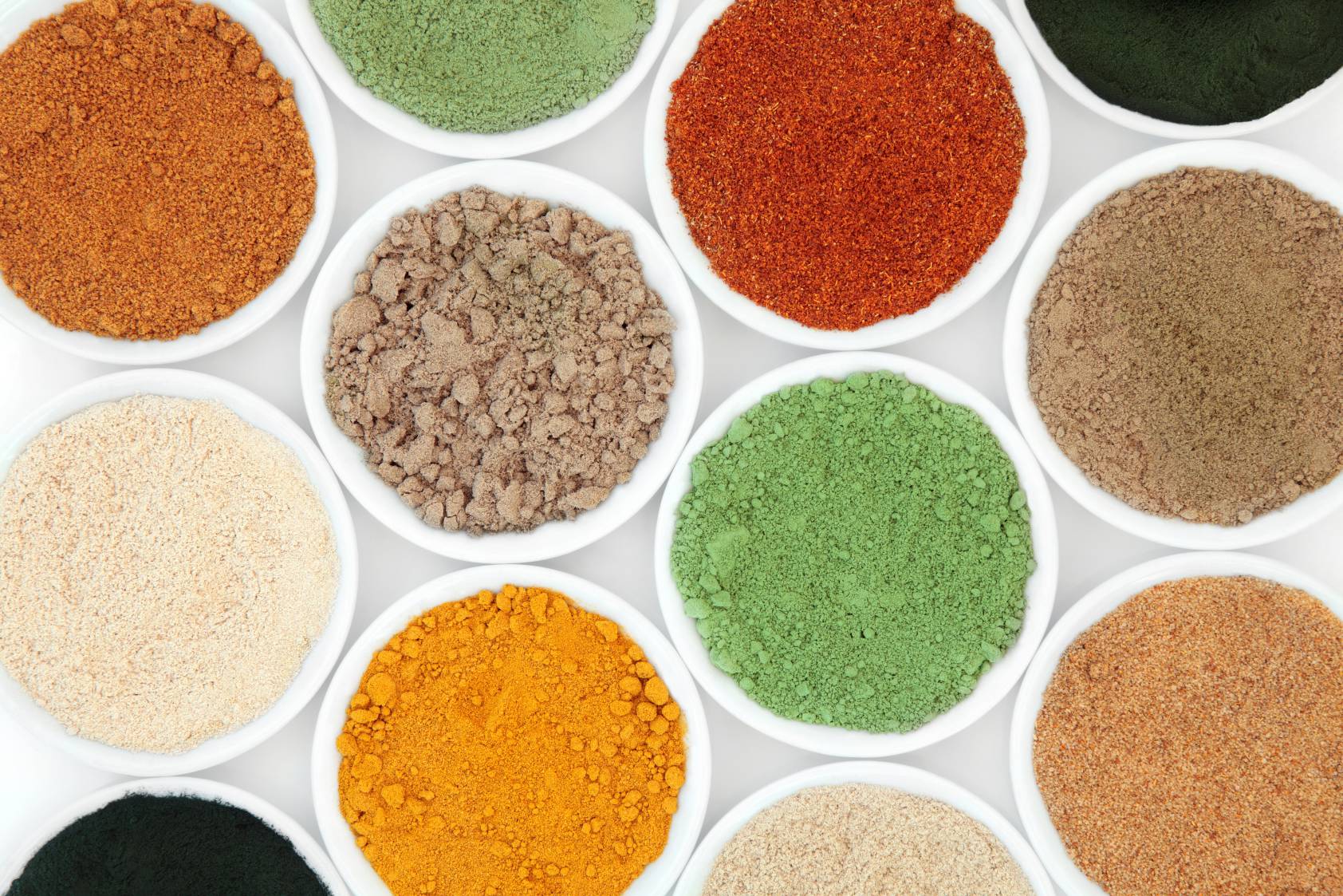 top down view of powdered foods