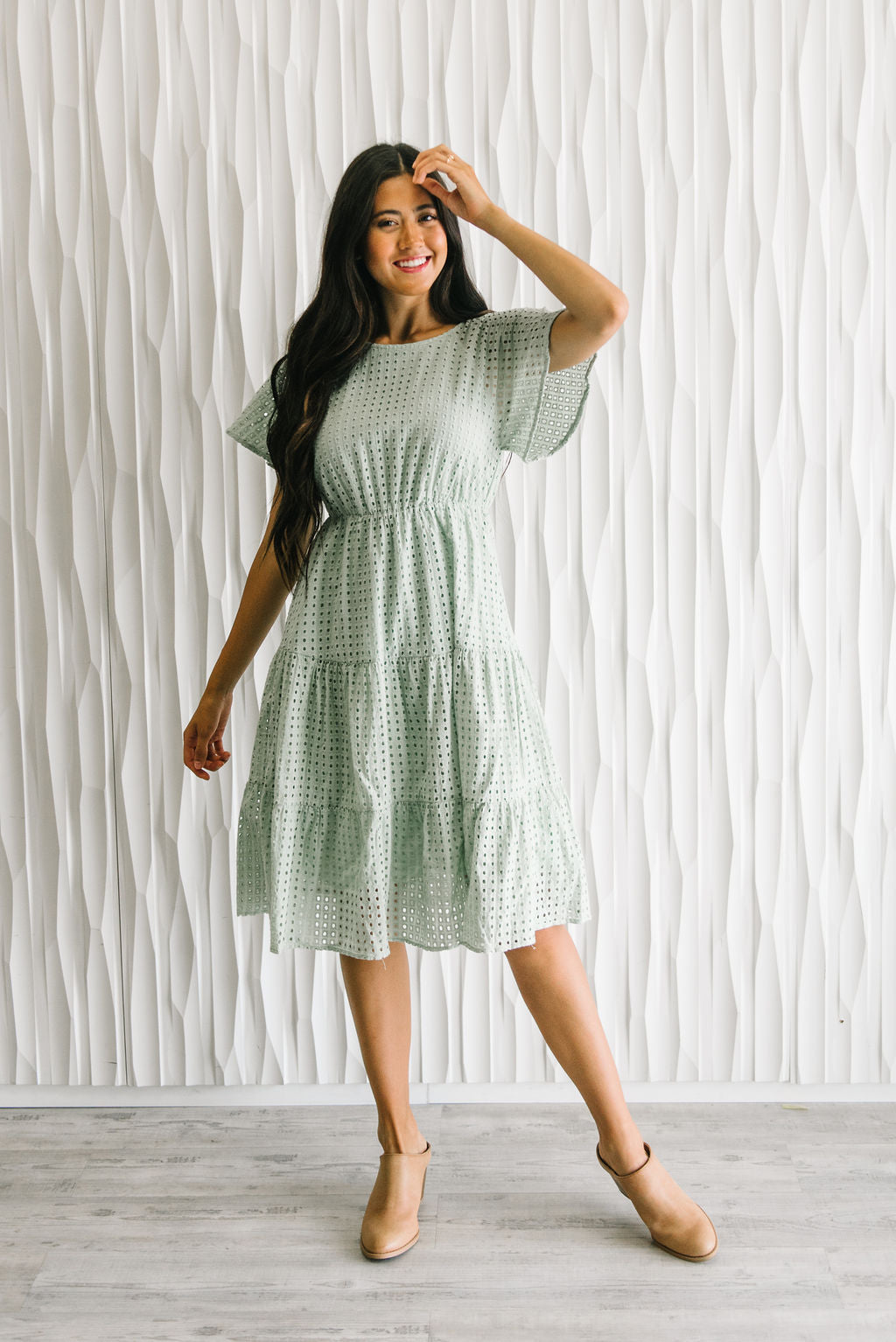 eyelet dress midi