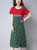 ByChicStyle Color Block Tiny Flower Printed Maxi Dress - Bychicstyle.com