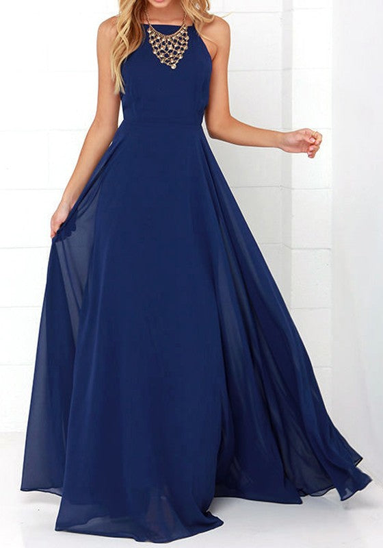 plain navy maxi dress