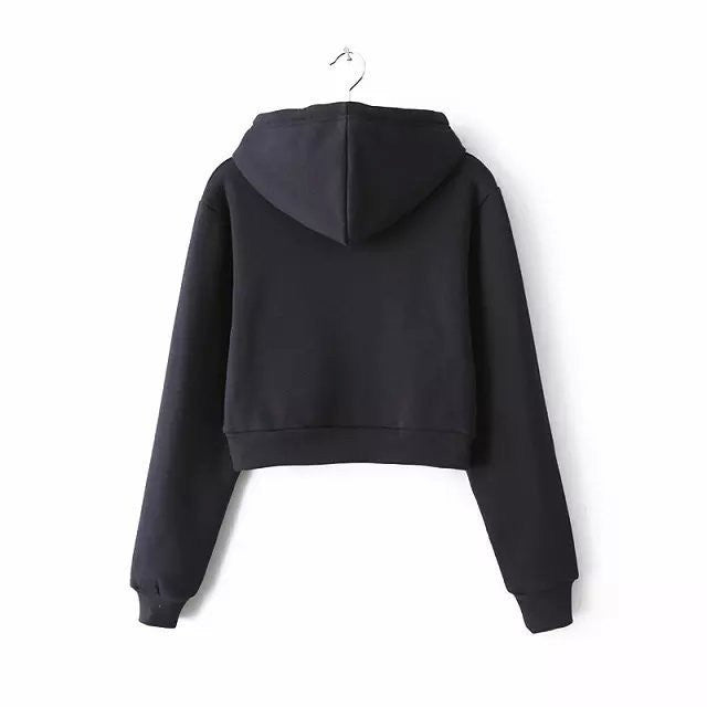 Slim Zipper Cardigan Short Solid Color Hoodie – May Your Fashion
