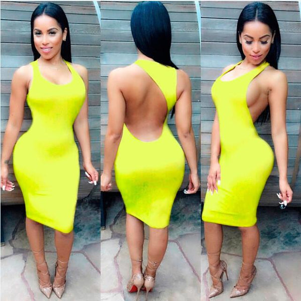 Backless Sandy Color Bodycon Short Bandage Tank Dress – May Your Fashion