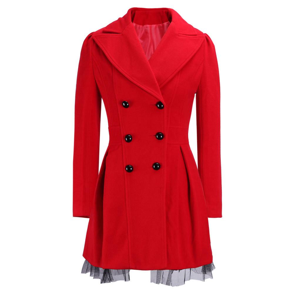 Double-Breasted Beam Waist Ruffles Women's Coat – May Your Fashion