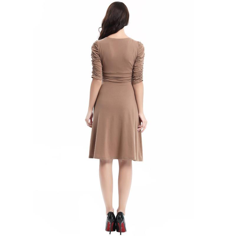 V-neck Ruched Empire Half Sleeves Knee-length A-line Dress – May Your ...