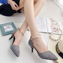 Low Cut Pointed Toe Ankle Wrap Stiletto 